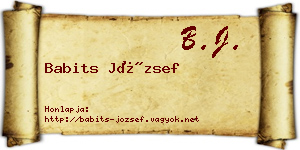 Babits József névjegykártya